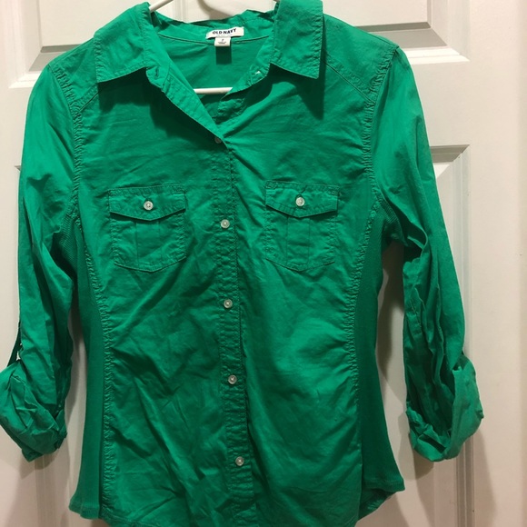 Old Navy M Green Button Down 3/4 Collared Shirt **PRICE DROP!!** - Picture 2 of 7